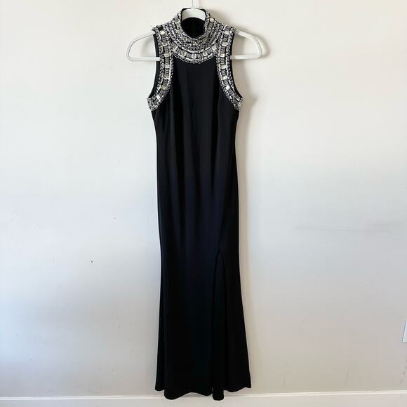 Aqua Dresses Beaded Mock Neck Sleeveless Gown - Picture 6 of 16